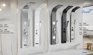 Панель душевая Cerutti SPA Twin S CT9987 с форсунками серебро